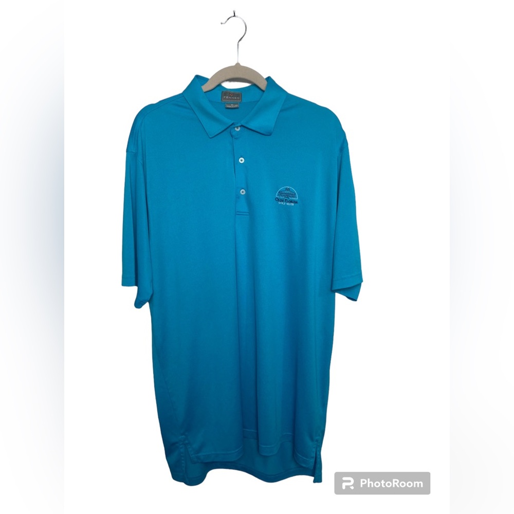 Fennec teal (green/blue) short sleeve golf polo. Olde Florida. XL
